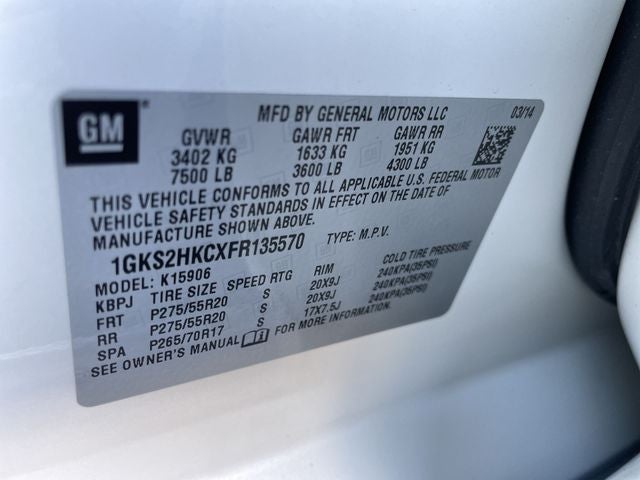 2015 GMC Yukon XL SLT 1500