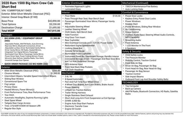2020 RAM 1500 Big Horn/Lone Star