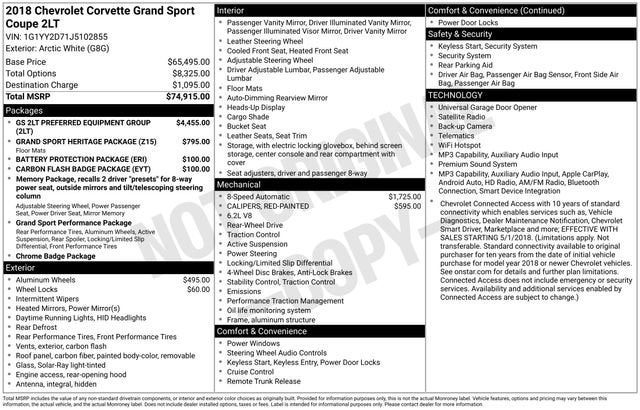 2018 Chevrolet Corvette Grand Sport Grand Sport 2LT