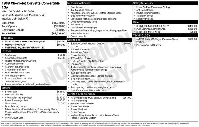 1999 Chevrolet Corvette Base