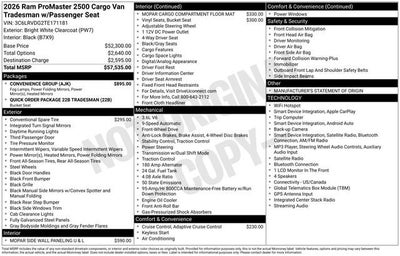 2026 RAM ProMaster Cargo Van Tradesman