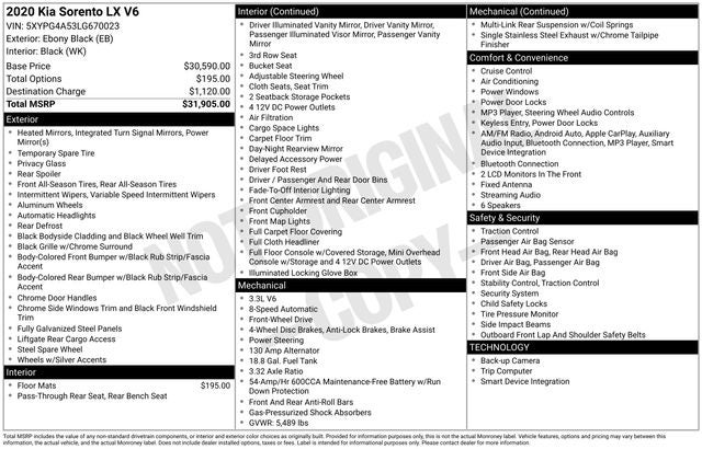 2020 Kia Sorento LX