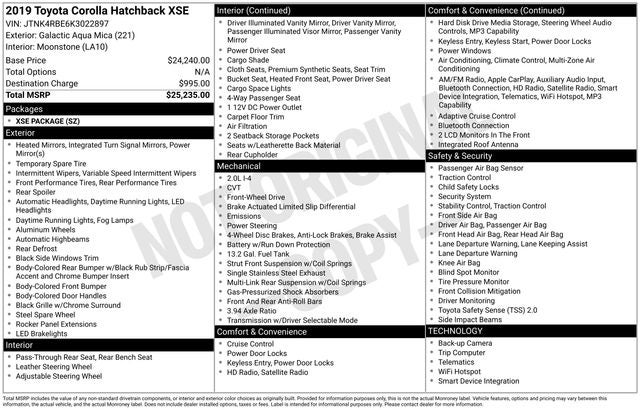 2019 Toyota Corolla Hatchback XSE
