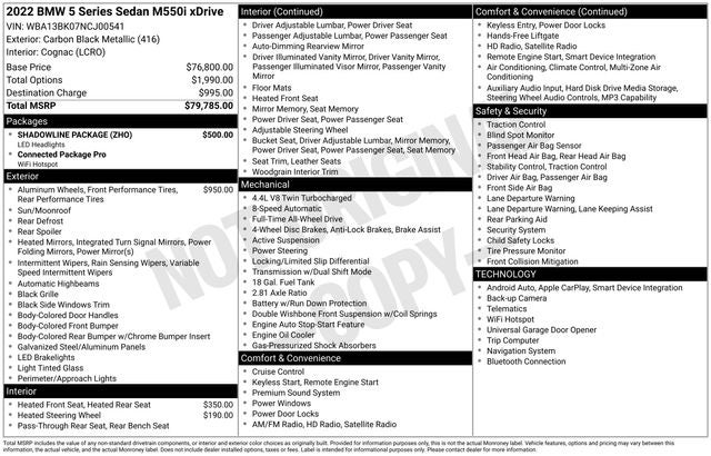 2022 BMW 5 Series M550i xDrive