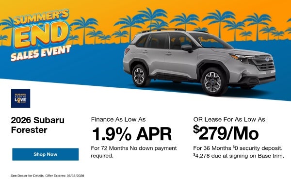 A lease & finance offer for a 2026 Subaru Forester