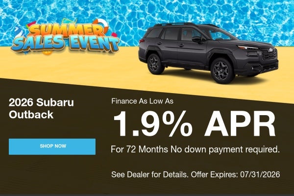 A finance offer for a 2026 Subaru Outback for 1.9% APR