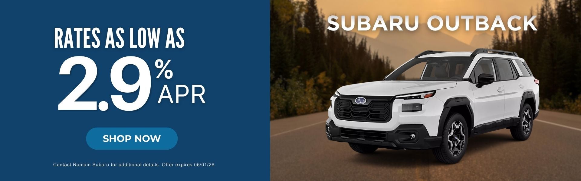 New Subaru Outback at 2.9% APR