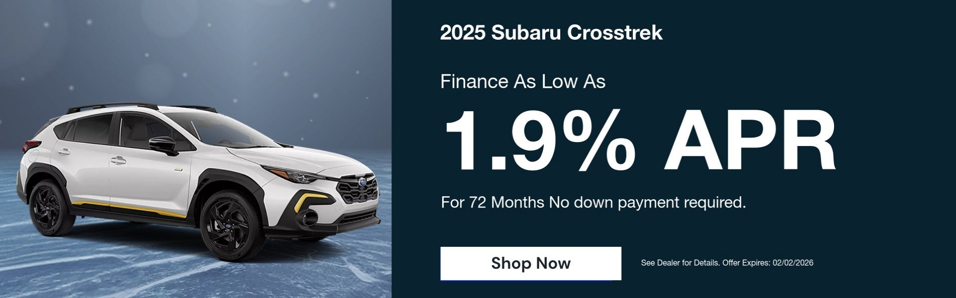A finance offer for the 2025 Subarau Crosstrek