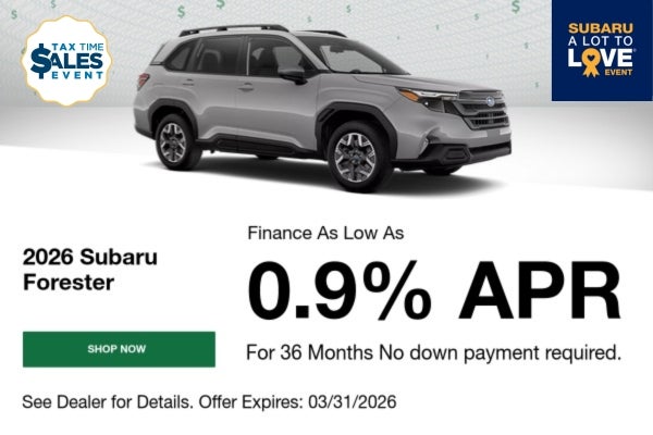 A finance offer for the 2026 Forester at Romain Subaru