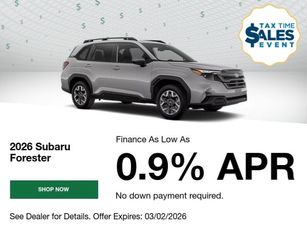 A finance offer for a 2026 Subaru Forester for 0.9% APR
